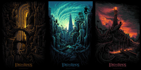 SET COMPLET - 3 sérigraphies Le Seigneur des Anneaux, Dan Mumford - French Paper Art Club